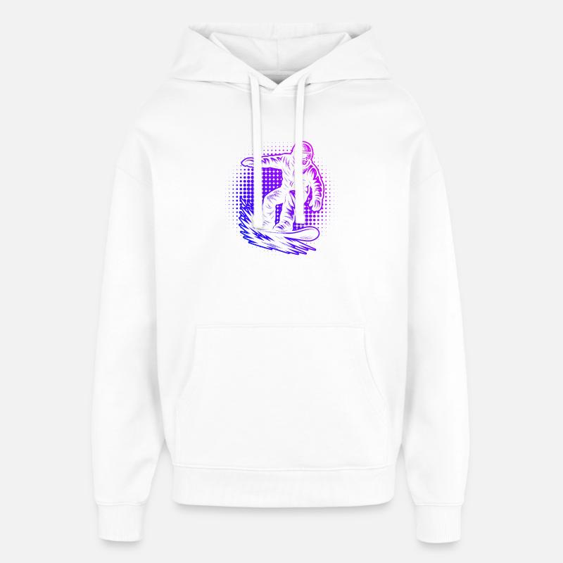 Motif classique du snowboard - Sweat à capuche unisexe Stanley/Stella Oversized - blanc