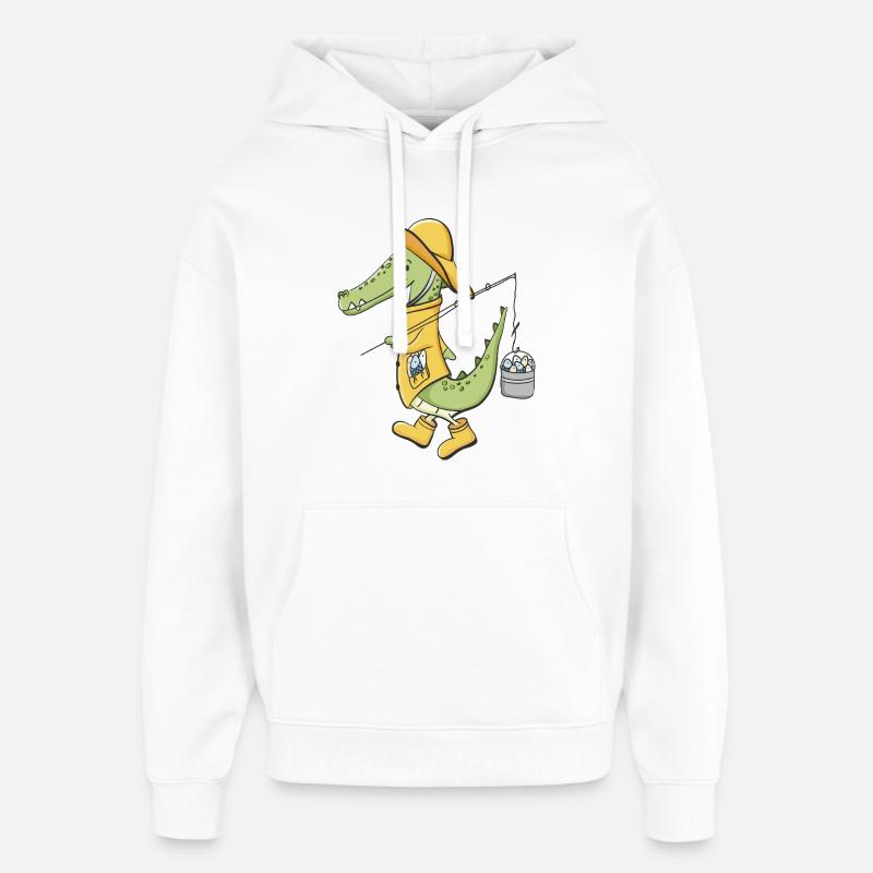 Pêcheur crocodile au pelage jaune - Sweat à capuche unisexe Stanley/Stella Oversized - blanc