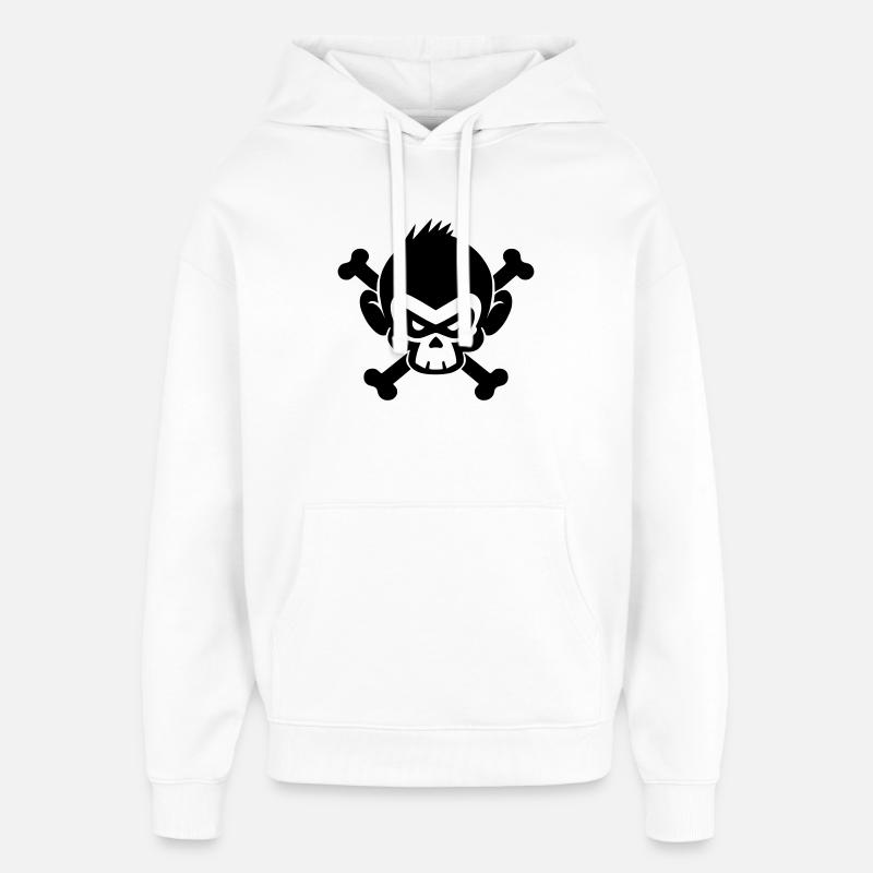 Singe crâne aux os croisés - Sweat à capuche unisexe Stanley/Stella Oversized - blanc