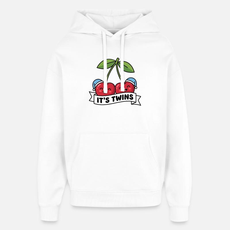 Annuncio di Due Gemelli È Gemello - Stanley/Stella Oversized Felpa con cappuccio unisex - bianco