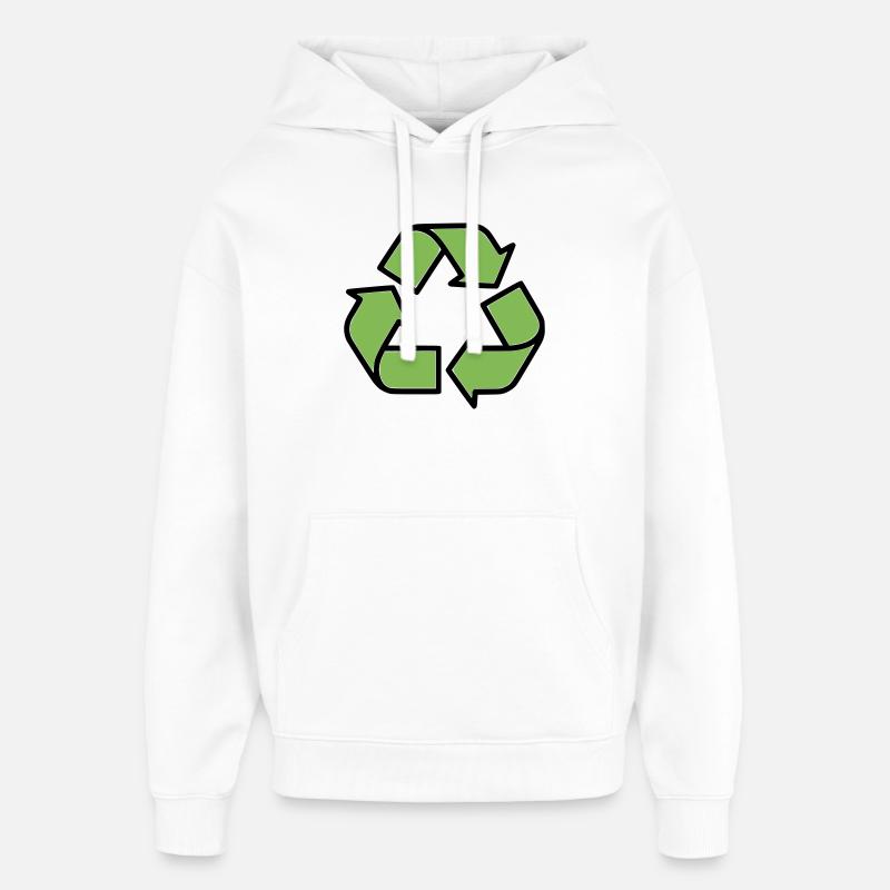 Plan du panneau de recyclage - Sweat à capuche unisexe Stanley/Stella Oversized - blanc