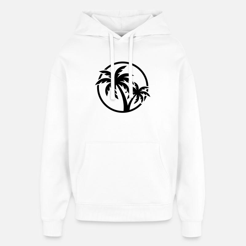 Plage symbole de Palm Tree - Sweat à capuche unisexe Stanley/Stella Oversized - blanc