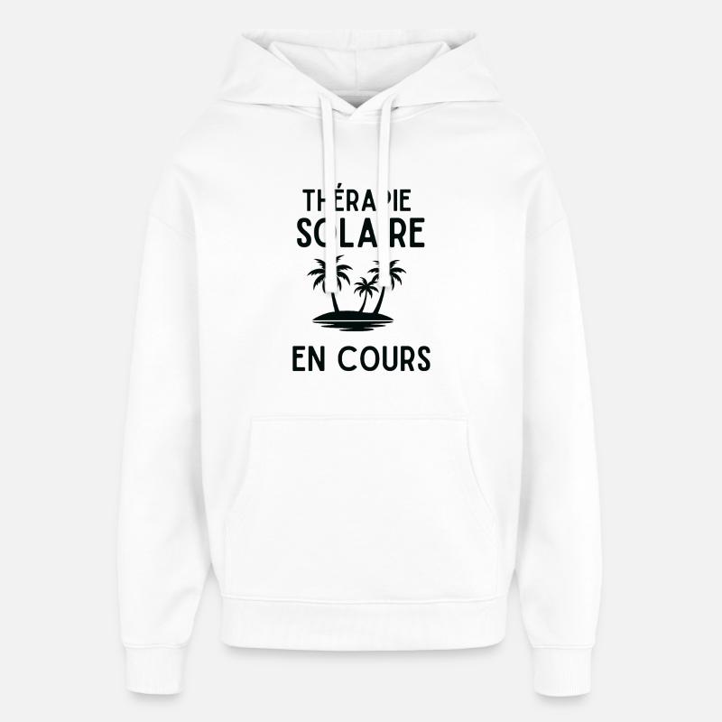 Therapie Solaire en Cours Palmier - Sweat à capuche unisexe Stanley/Stella Oversized - blanc