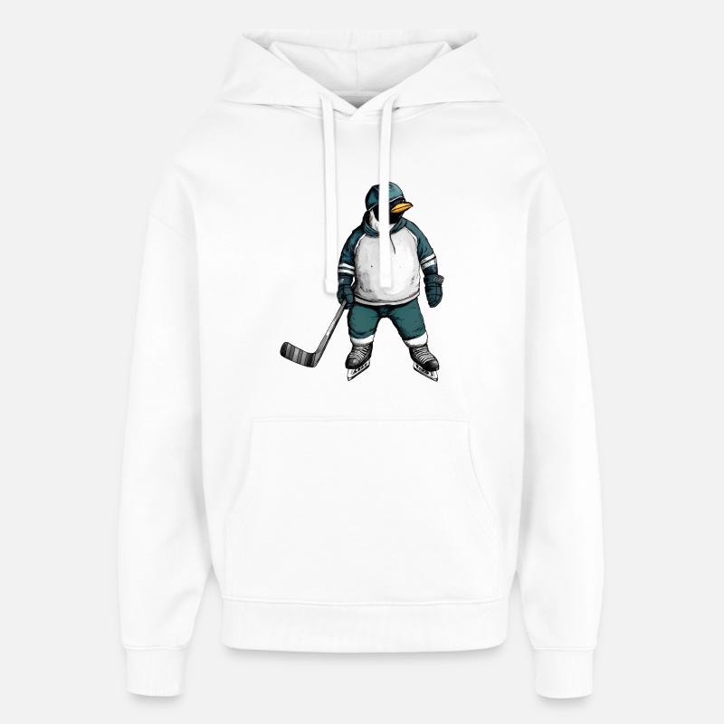 Eishockey Pinguin - Oversized Unisex Hoodie von Stanley/Stella - Weiß
