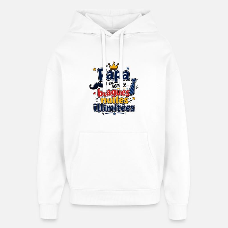 Papa blagues nulles illimitées - Sweat à capuche unisexe Stanley/Stella Oversized - blanc