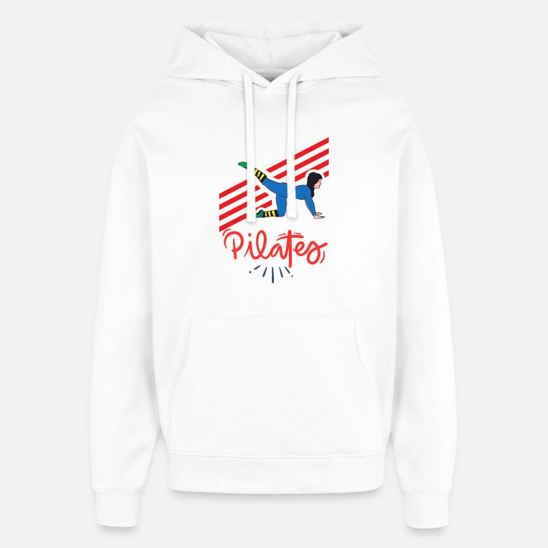 Pilates en mouvement sur lignes rouges - Sweat à capuche unisexe Stanley/Stella Oversized - blanc