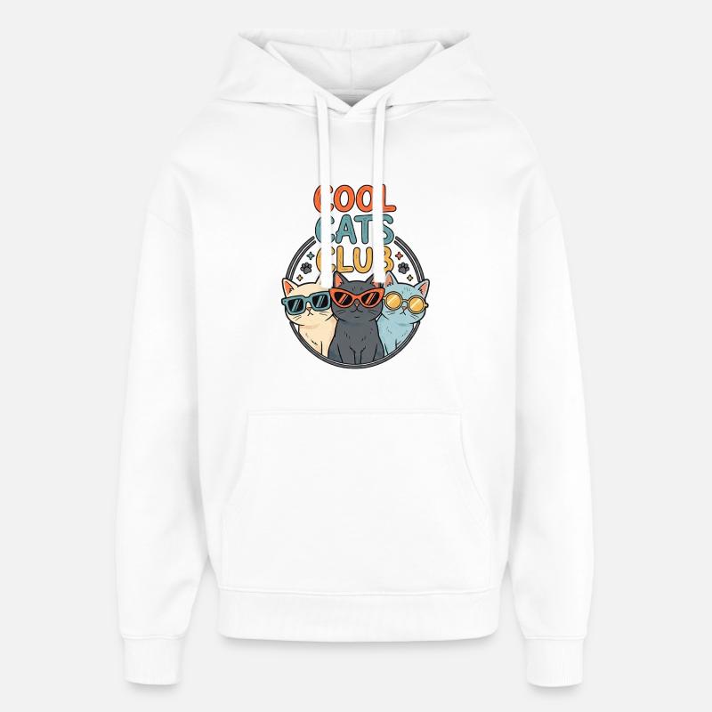 Des chats cool - Sweat à capuche unisexe Stanley/Stella Oversized - blanc