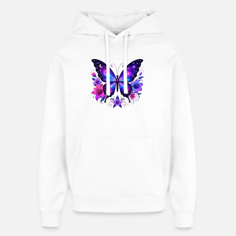 Fleurs de Papillon Galaxien - Sweat à capuche unisexe Stanley/Stella Oversized - blanc