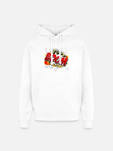 Boom Comic Graphic - Oversized Unisex Hoodie by Stanley/Stella - white