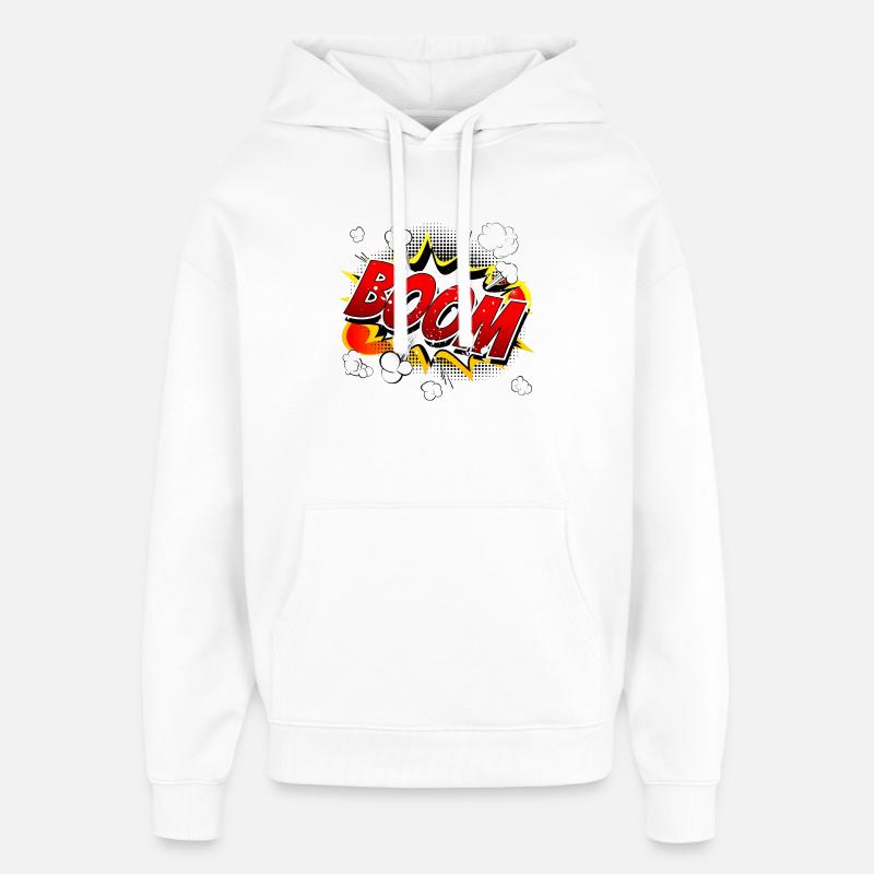 Boom Comic Grafik - Oversized Unisex Hoodie von Stanley/Stella - Weiß