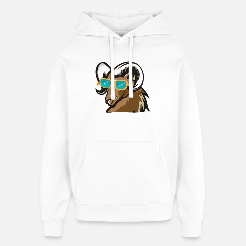 Ram avec des lunettes de soleil - Sweat à capuche unisexe Stanley/Stella Oversized - blanc