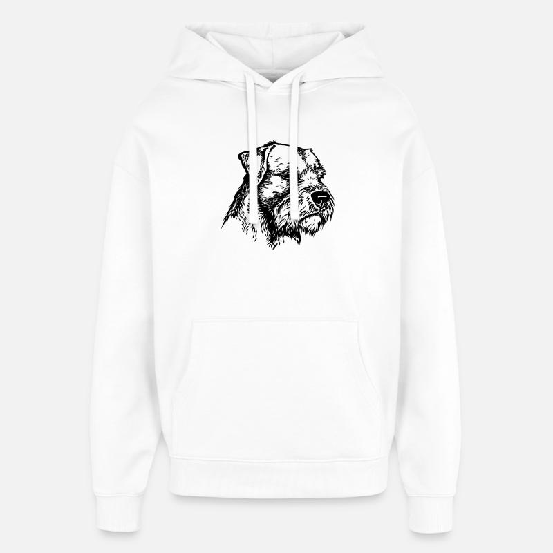 Border Terrier Portrait 2 - Sweat à capuche unisexe Stanley/Stella Oversized - blanc