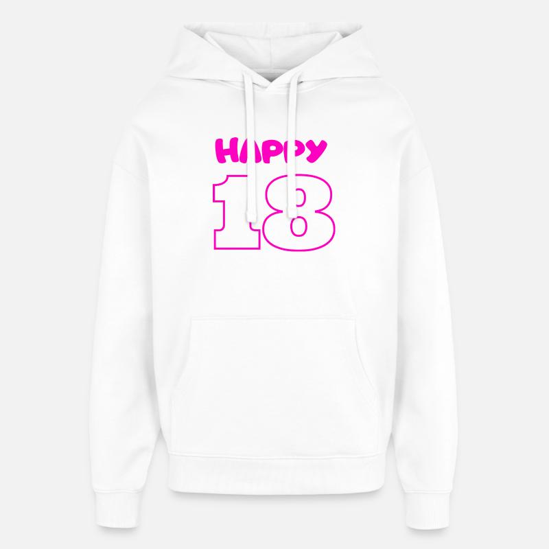 18 Anniversaire Rose - Sweat à capuche unisexe Stanley/Stella Oversized - blanc