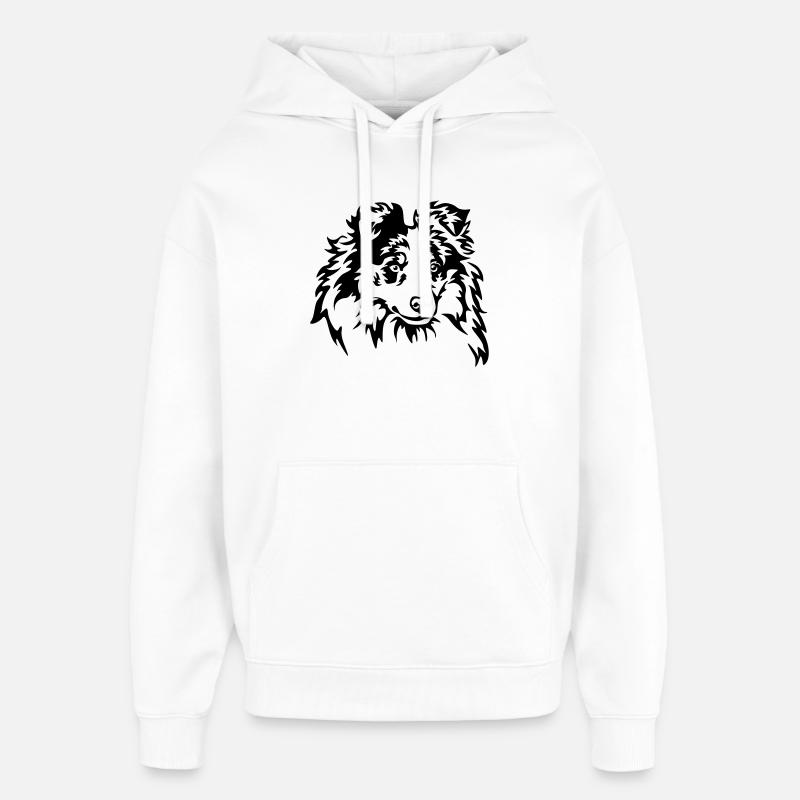 Sheltie Head - Sweat à capuche unisexe Stanley/Stella Oversized - blanc