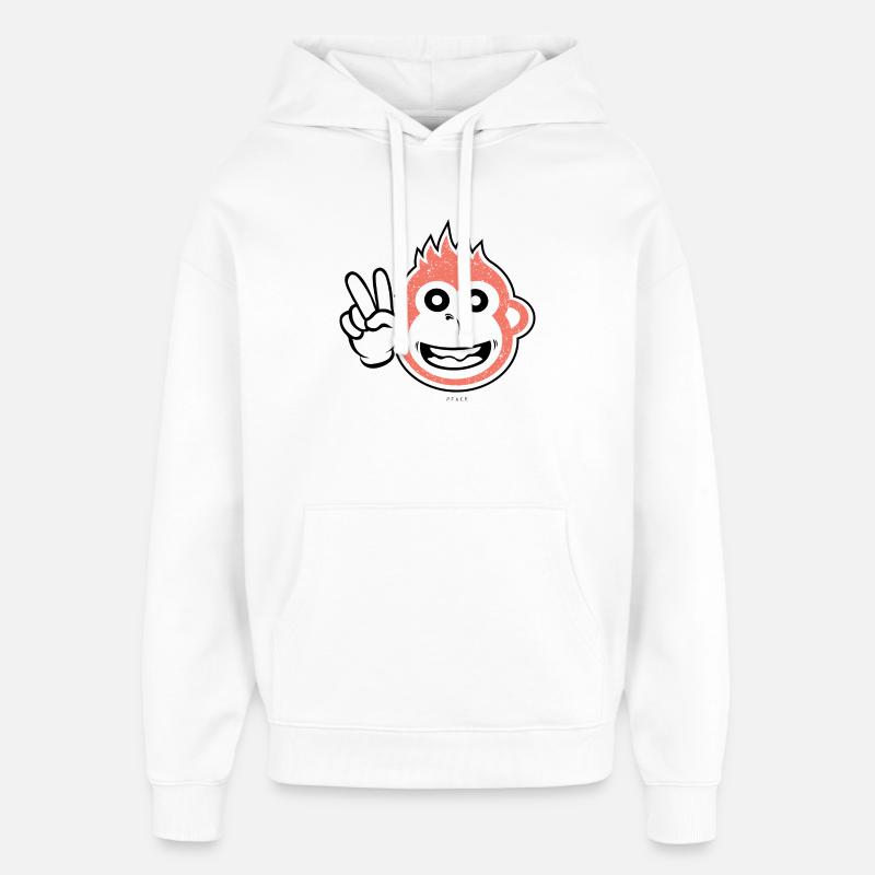 Singe de la paix - Sweat à capuche unisexe Stanley/Stella Oversized - blanc