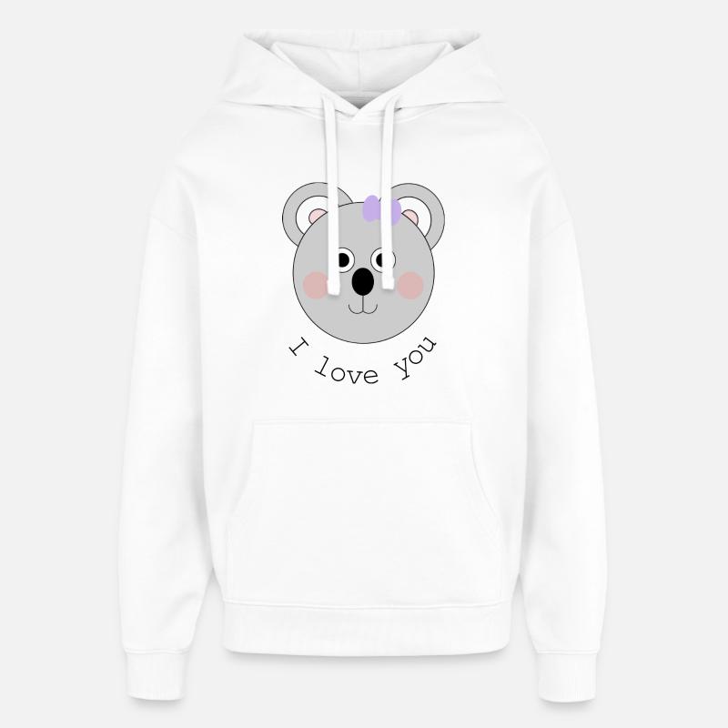 Je t’aime Koala ours - Sweat à capuche unisexe Stanley/Stella Oversized - blanc