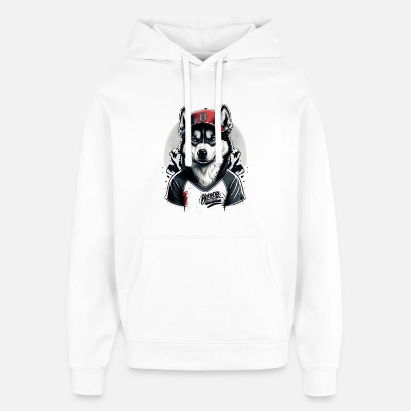 huskies baseball - Sweat à capuche unisexe Stanley/Stella Oversized - blanc