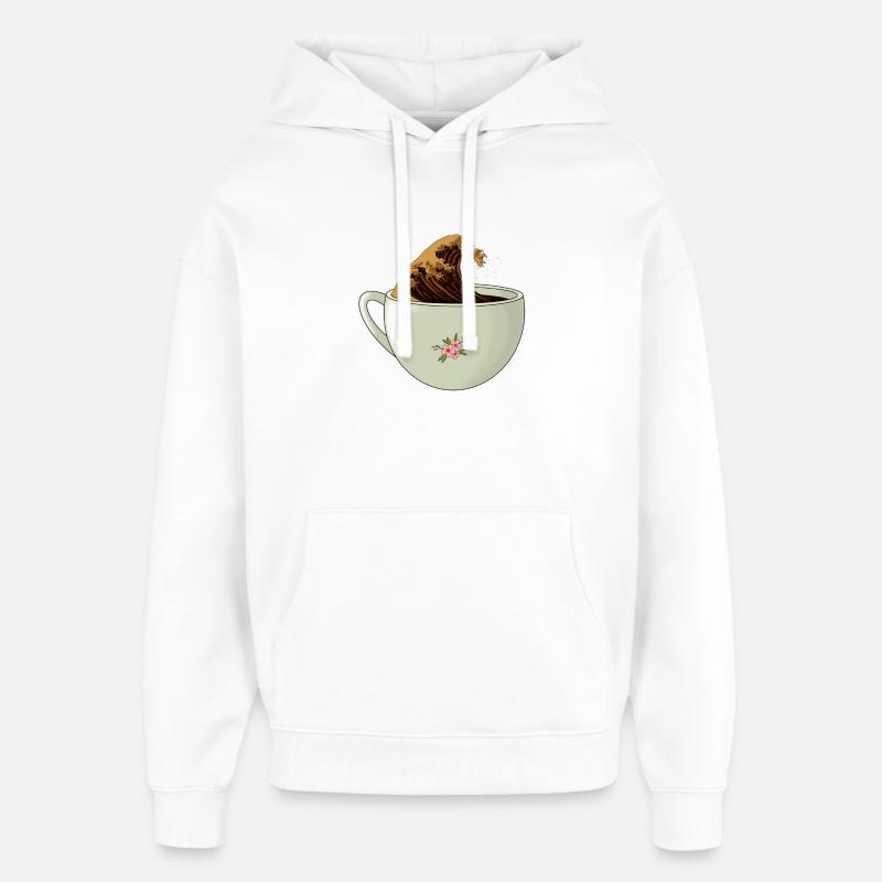 La grande vague de caféine - Sweat à capuche unisexe Stanley/Stella Oversized - blanc