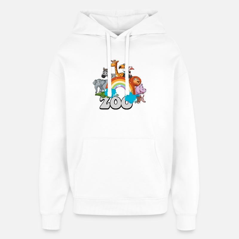 Parade du zoo arc-en-ciel - Sweat à capuche unisexe Stanley/Stella Oversized - blanc