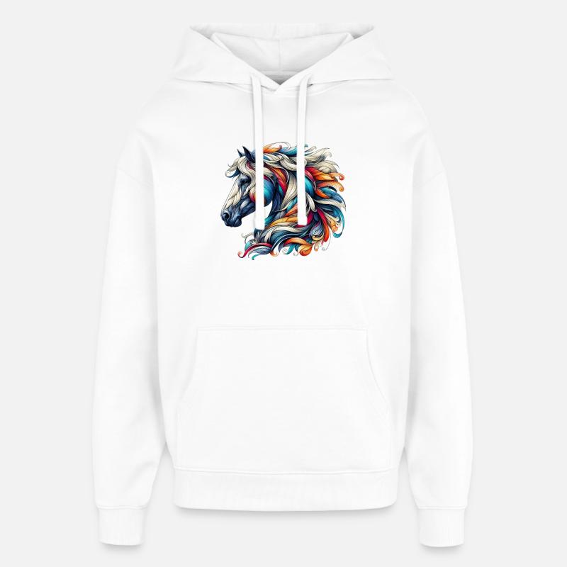 Cheval - Sweat à capuche unisexe Stanley/Stella Oversized - blanc