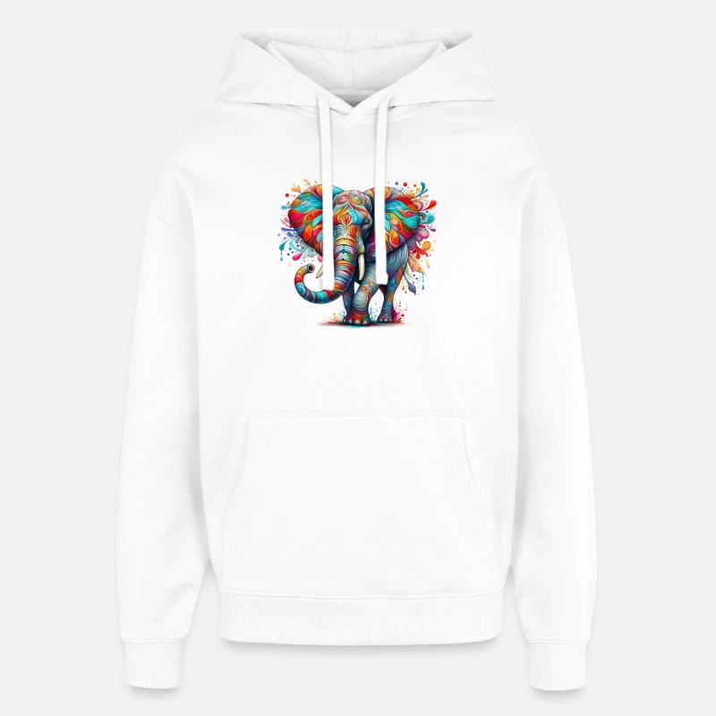 Éléphant - Sweat à capuche unisexe Stanley/Stella Oversized - blanc