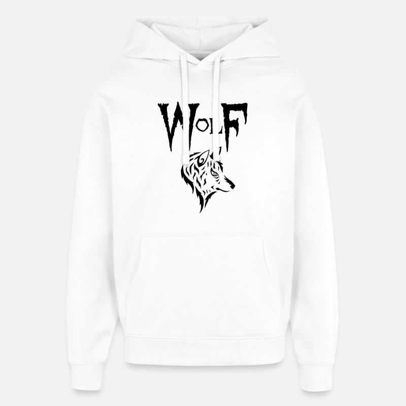 Schwarzer Wolf - Oversized Unisex Hoodie von Stanley/Stella - Weiß