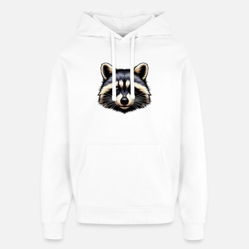 Vaskebjørn - Hættetrøje unisex Stanley/Stella Oversized - hvid