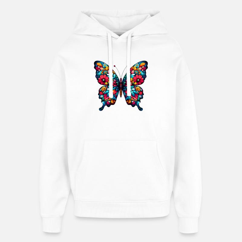 Papillon - Sweat à capuche unisexe Stanley/Stella Oversized - blanc