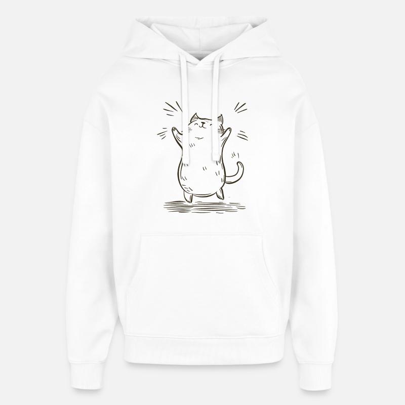 Chat de saut - Sweat à capuche unisexe Stanley/Stella Oversized - blanc