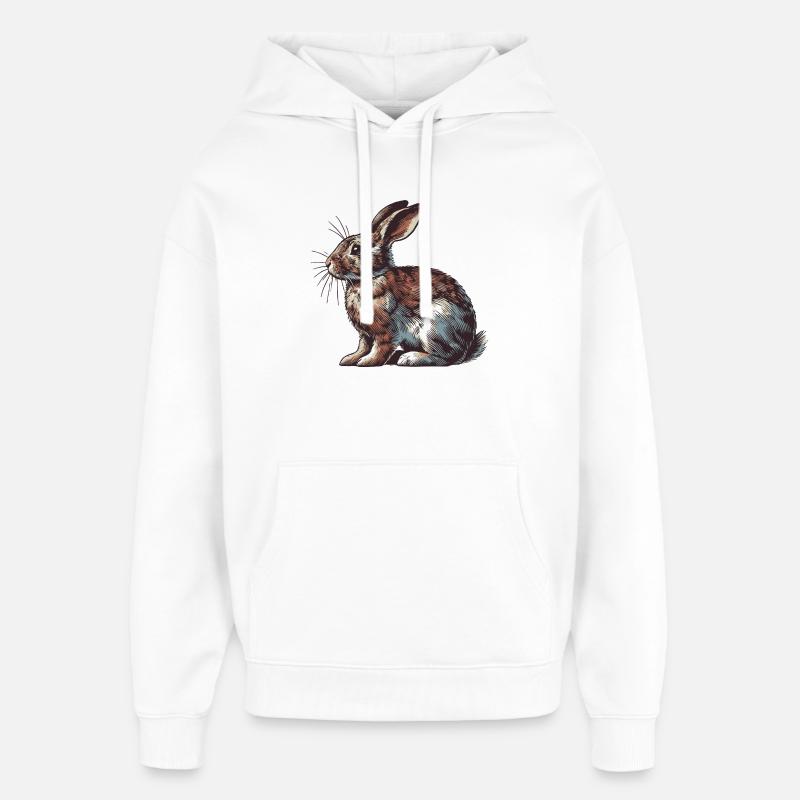 Lièvre - Sweat à capuche unisexe Stanley/Stella Oversized - blanc