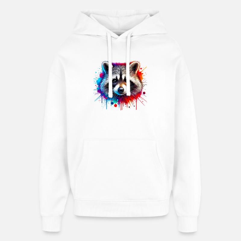 Raton laveur - Sweat à capuche unisexe Stanley/Stella Oversized - blanc