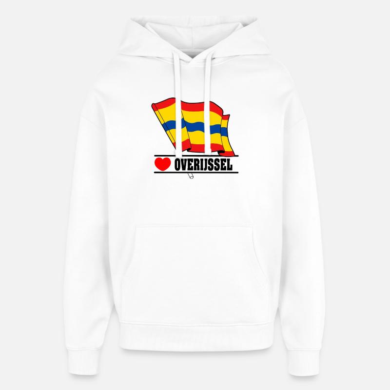 Drapeau Overijssel coeur Overijssel - Sweat à capuche unisexe Stanley/Stella Oversized - blanc