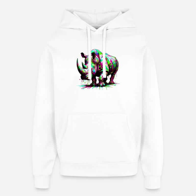 Rhinocéros - Sweat à capuche unisexe Stanley/Stella Oversized - blanc