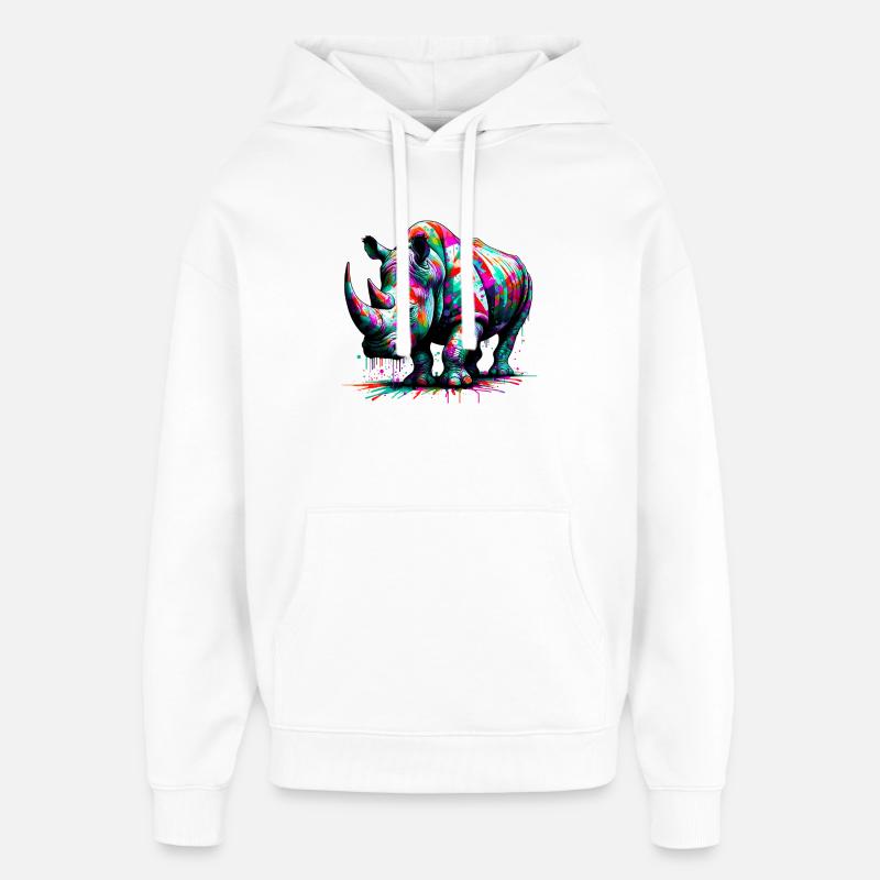 Rhinocéros - Sweat à capuche unisexe Stanley/Stella Oversized - blanc