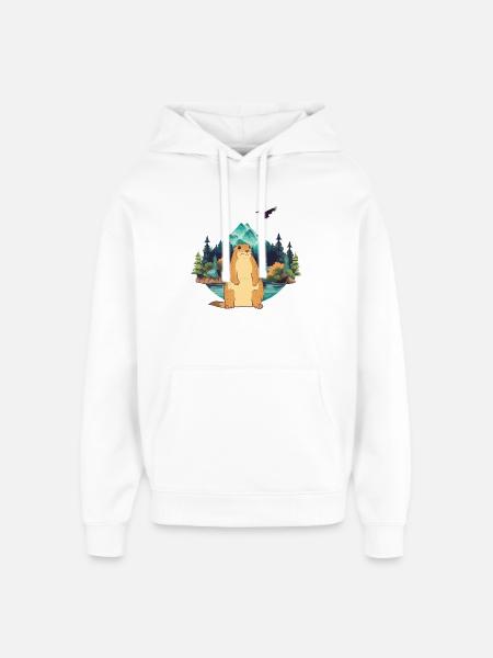 Murmeltier - Oversized Unisex Hoodie von Stanley/Stella - Weiß