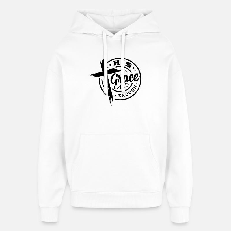 Sa Grâce suffit Croix Chrétienne - Sweat à capuche unisexe Stanley/Stella Oversized - blanc