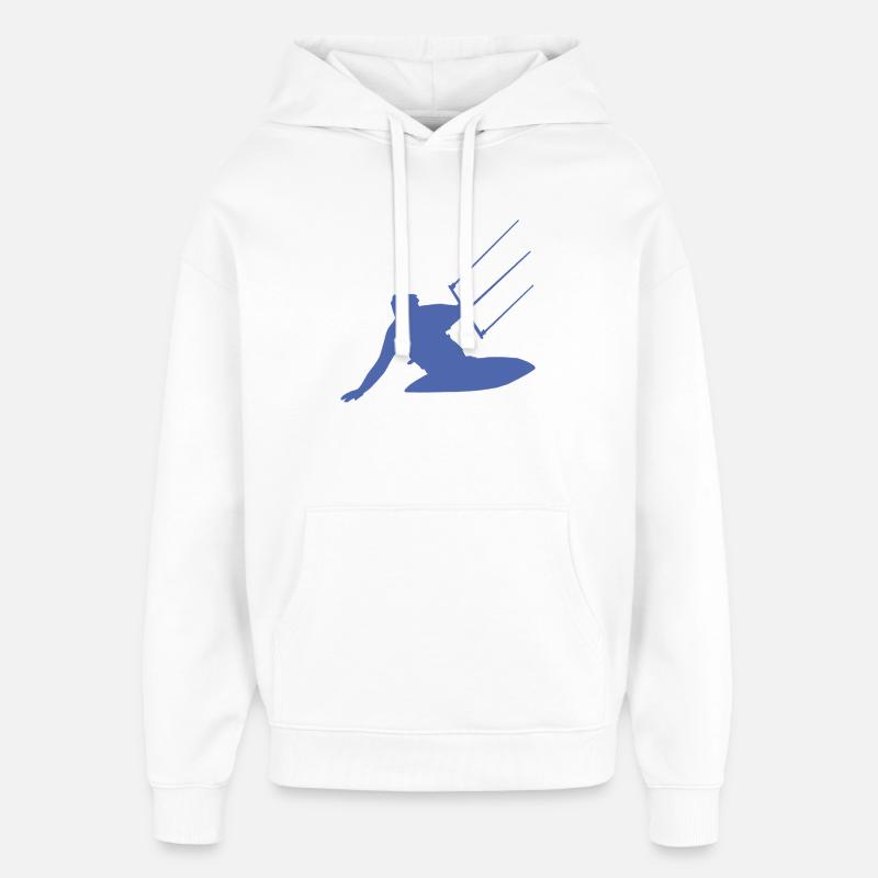Kitesurfeur silhouette mer vagues aventure - Sweat à capuche unisexe Stanley/Stella Oversized - blanc
