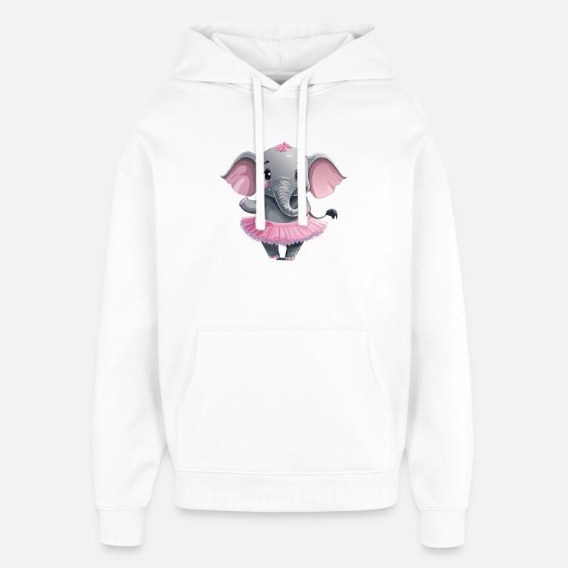 Elefant_im_Tuettue4 - Sweat à capuche unisexe Stanley/Stella Oversized - blanc