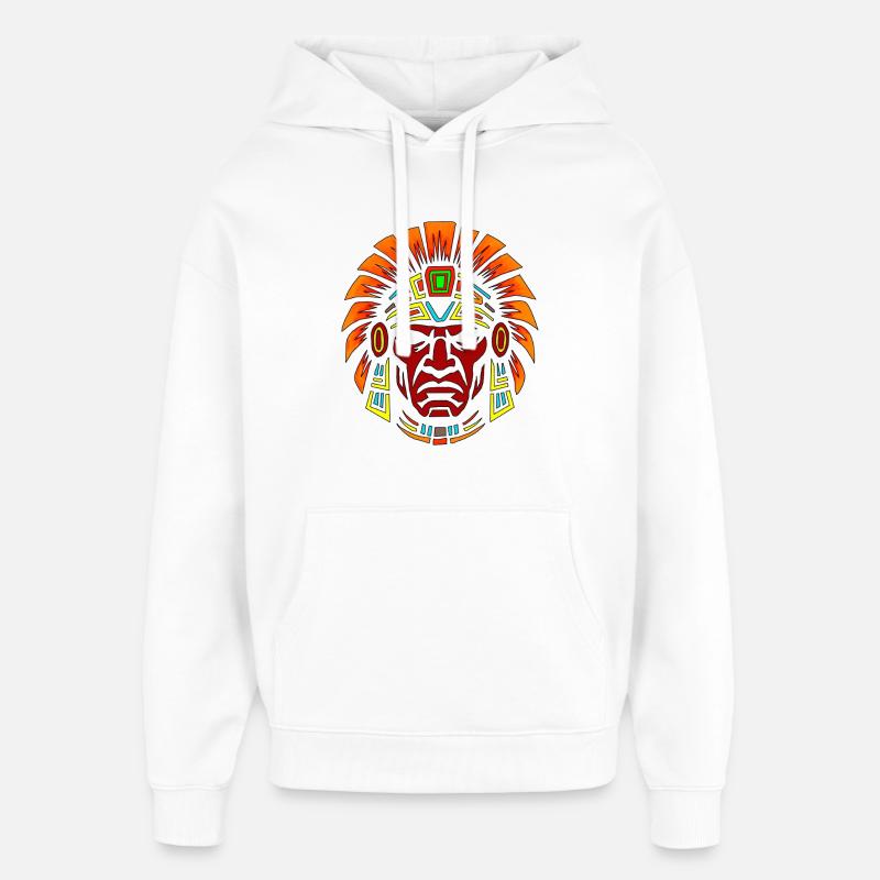 Conception de masque de guerrier autochtone - Sweat à capuche unisexe Stanley/Stella Oversized - blanc