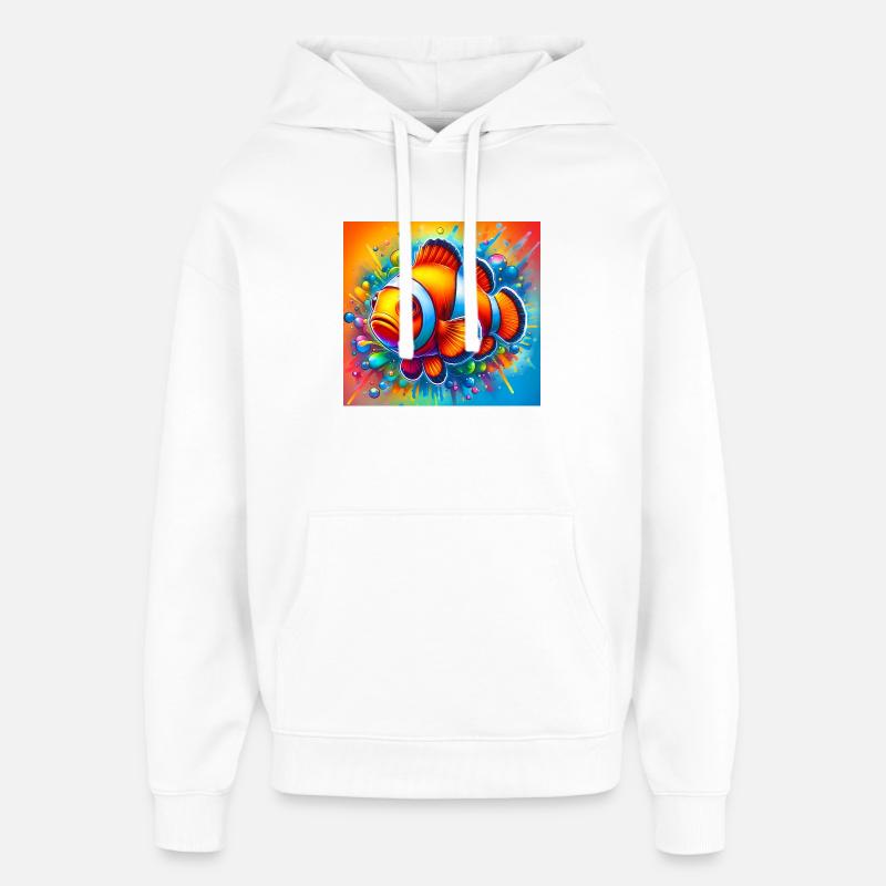 Poisson-clown - Sweat à capuche unisexe Stanley/Stella Oversized - blanc