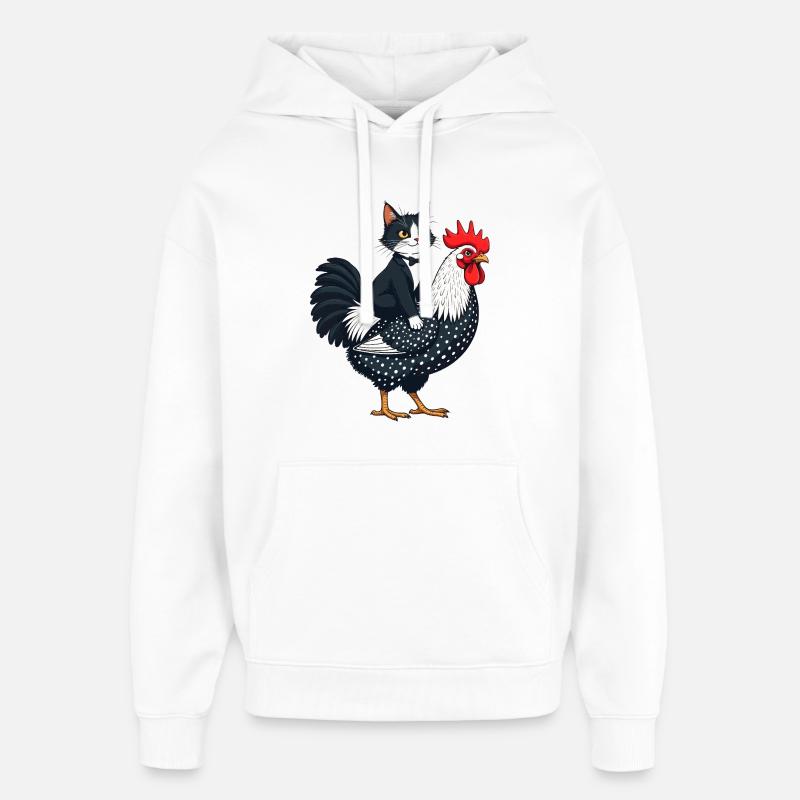 Chien Noir et Coq Éclectique - Sweat à capuche unisexe Stanley/Stella Oversized - blanc