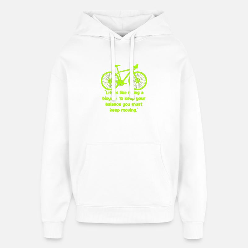 Équilibre du vélo Texte néon - Sweat à capuche unisexe Stanley/Stella Oversized - blanc