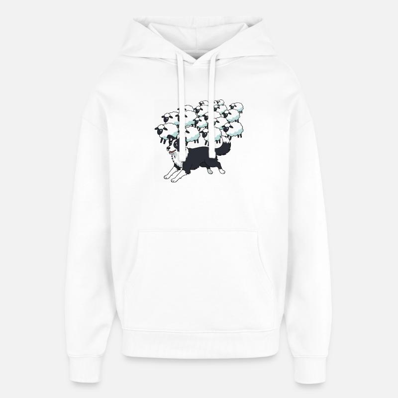 Border Collie et Clouds Sheep - Sweat à capuche unisexe Stanley/Stella Oversized - blanc