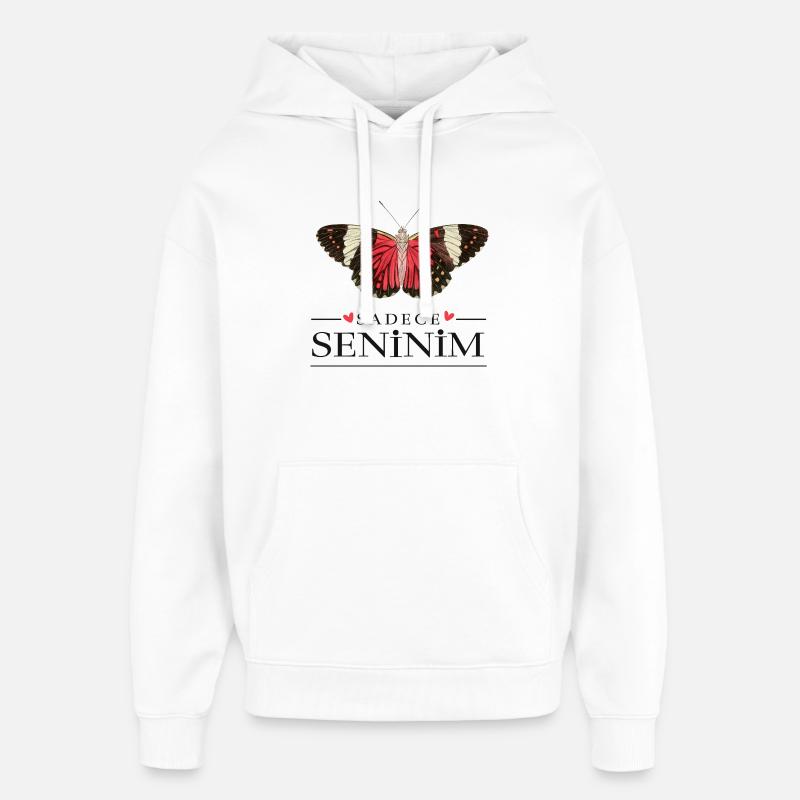 Conception créative de papillons – Sadece Seninim - Sweat à capuche unisexe Stanley/Stella Oversized - blanc