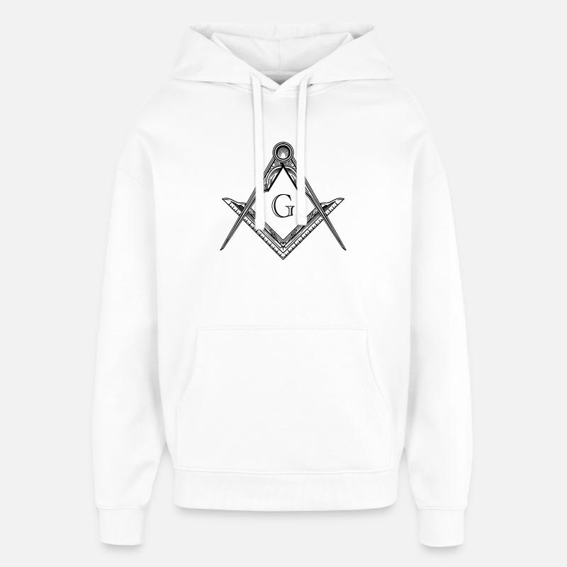 Symbole maçonnique Angle et boussole Franc-maçonnerie - Sweat à capuche unisexe Stanley/Stella Oversized - blanc