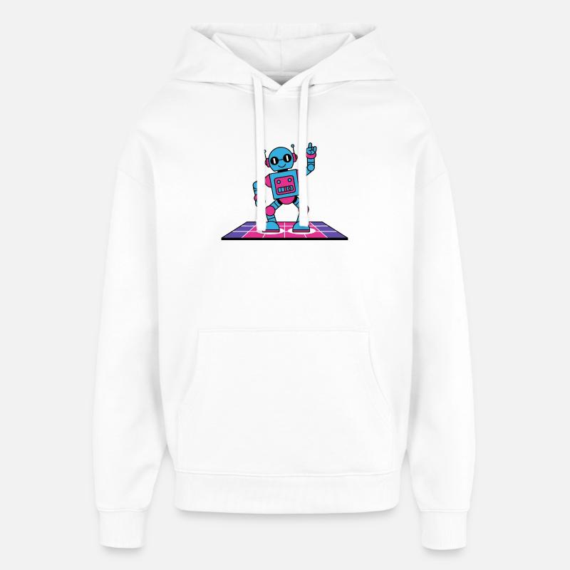 Funky Circuits Robots - Sweat à capuche unisexe Stanley/Stella Oversized - blanc