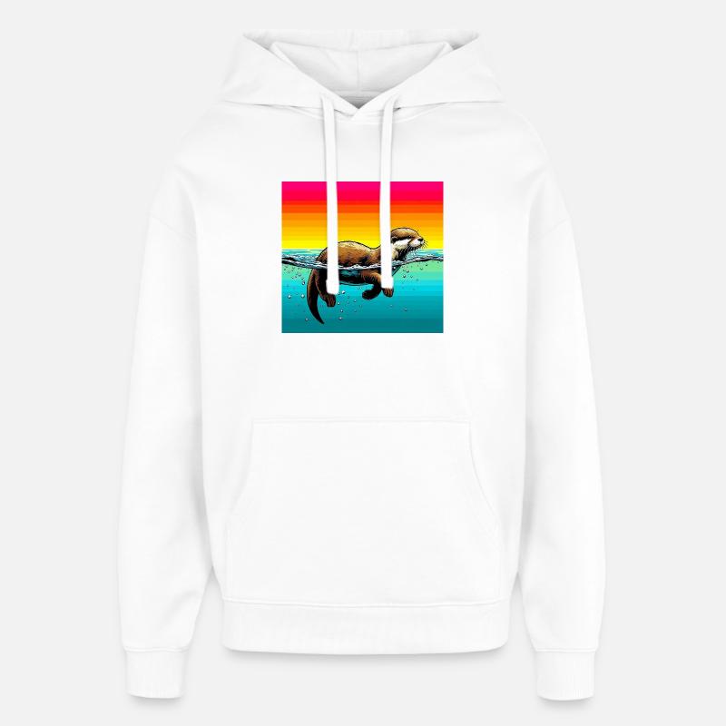 loutre - Sweat à capuche unisexe Stanley/Stella Oversized - blanc