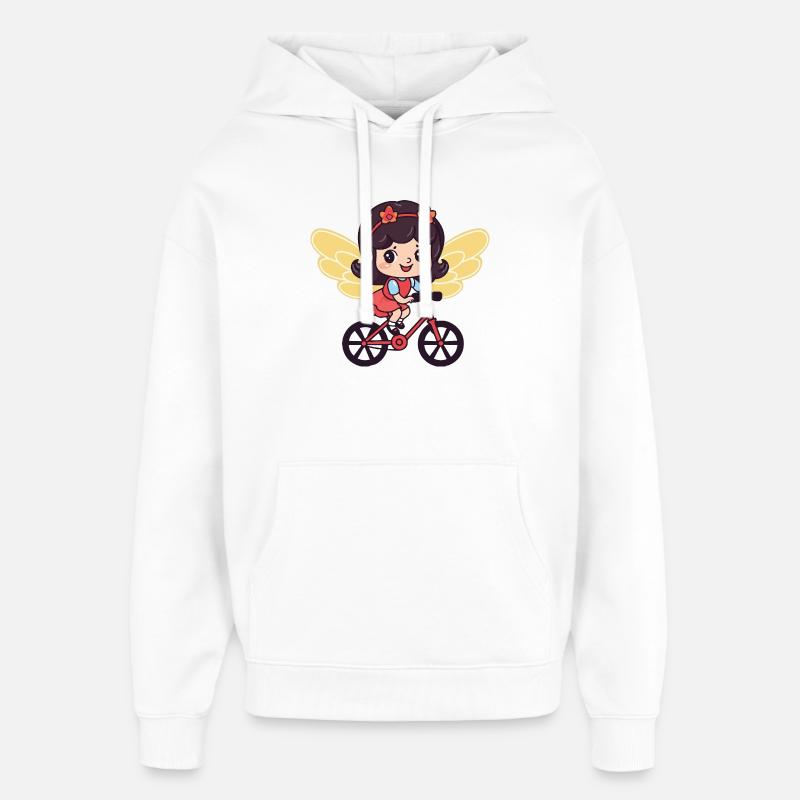 Fée mignon vélo bande dessinée - Sweat à capuche unisexe Stanley/Stella Oversized - blanc
