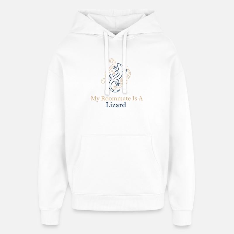 Mein Mitbewohner ist eine Echse - Oversized Unisex Hoodie von Stanley/Stella - Weiß