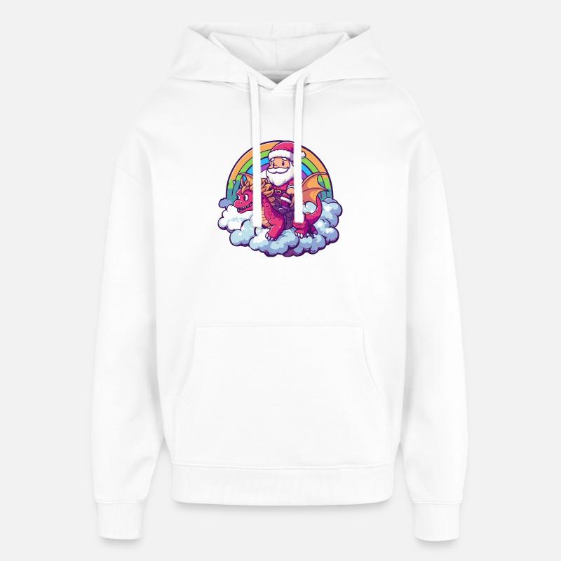 Noël du Père Noël Dragon - Sweat à capuche unisexe Stanley/Stella Oversized - blanc